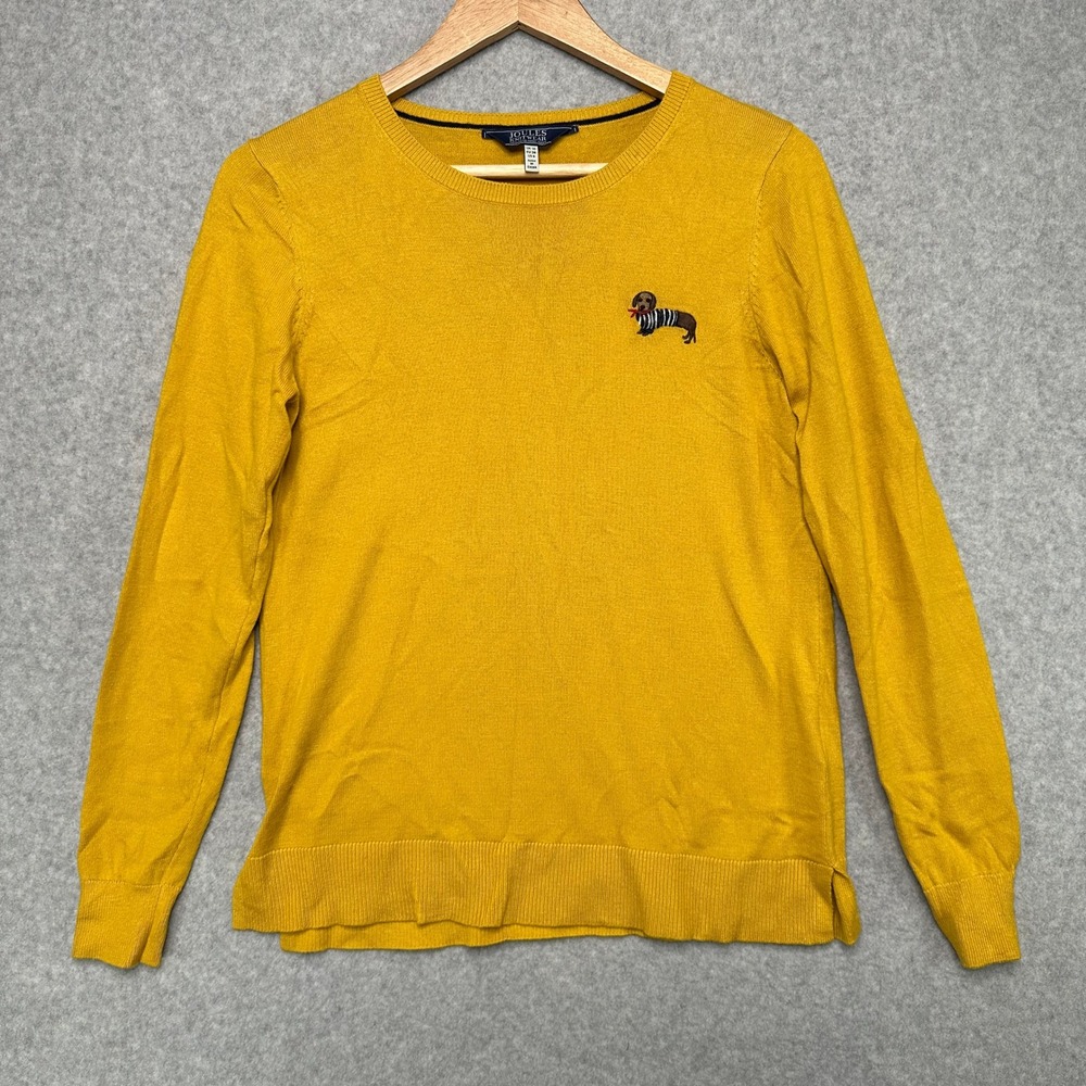 Joules Knitwear‎ Tina Sweater Mustard Yellow Dachshund Embroidered Womens Size 6